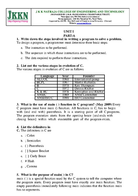 Question bank - PROBLEM SOLVING AND PYTHON PROGRAMMING - (MANAGED BY J ...