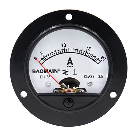 Baomain DH-65 Round Shaped AC 0-20A Analog Panel Meter Ammeter Gauge ...