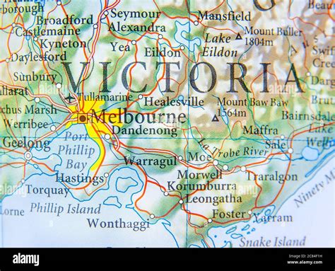 Geographic map of Australia with Melbourne city Stock Photo - Alamy