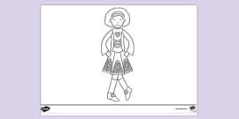 Tuvalu Female Dancer Colouring | Colouring Sheets - Twinkl