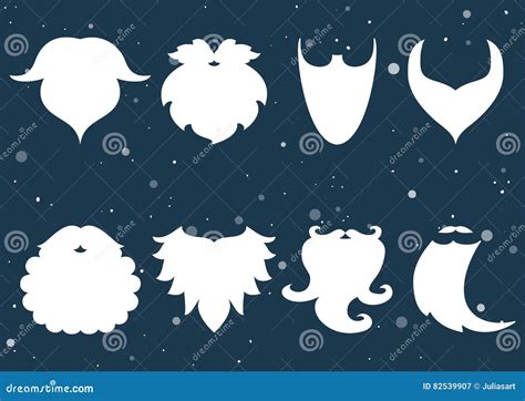 Vector Illustration. Set of the Beards of Santa Claus. Beard Element ...