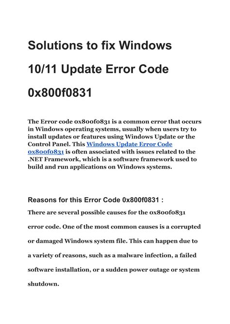 Image result for How to Fix Error Code 0X800f0831