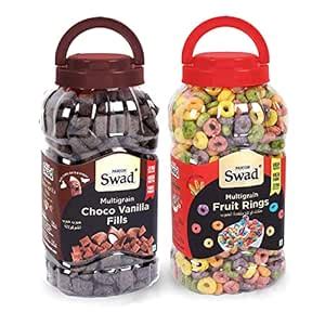 Swad Fruit Rings & Choco Vanilla Fills, Combo of 2 Jars (Multigrain ...