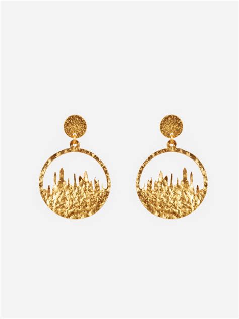 Hammered Texture Upward Drip Gold-Plated Drop Earrings – Priyaasi