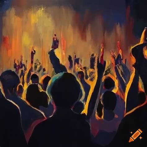 Painting of a concert crowd