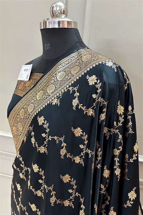 Black Jhadi Jaal Katan Silk Banarasi Saree – Mohsin Textiles