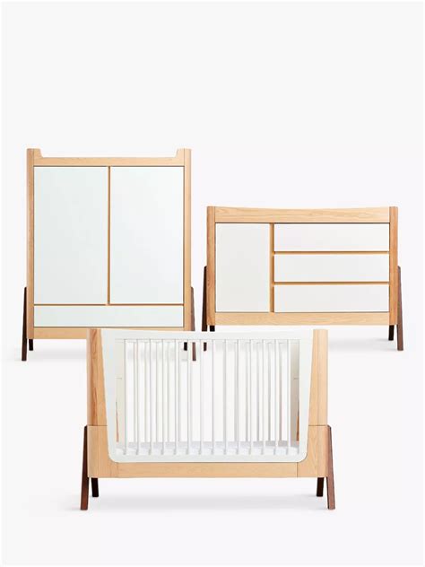 Gaia Baby Hera Cotbed, Wardrobe and Dresser Bundle, Natural/White
