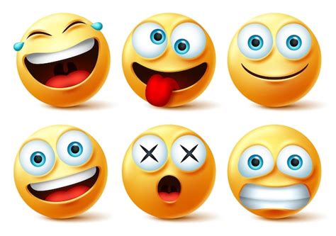 Emoji- und Emoticon-Gesichter-Vektorset Emojis oder Emoticons mit ...