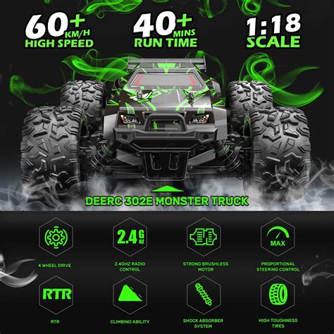 Buy DEERC Brushless 302E RC Cars for Adults, Upgraded 60KM/H High Speed ...