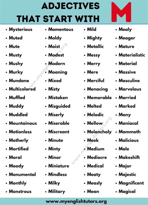 Adjectives that Start with M: List of 80+ Adjectives Starting with M ...