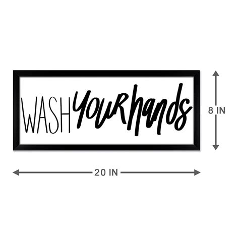 Wash Your Hands Glass Framed Bathroom Wall Art | At Home