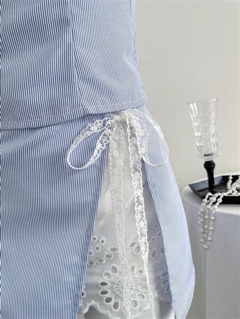 Elamini Summer Casual Vacation Women's Blue & White Embroidered ...