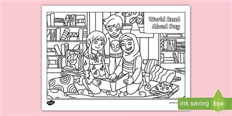 World Read Aloud Day Colouring Page (teacher made) - Twinkl