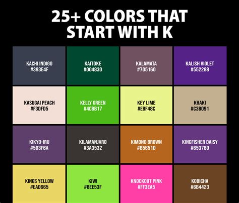 25+ Colors that Start with K (Names and Color Codes) – CreativeBooster