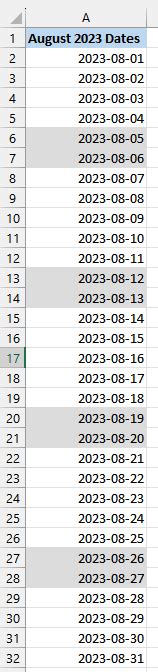 How to Color Weekends in Excel 的图像结果