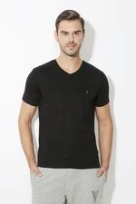 Buy Men Blue Solid V-Neck T-Shirts Online - 190289 | Van Heusen