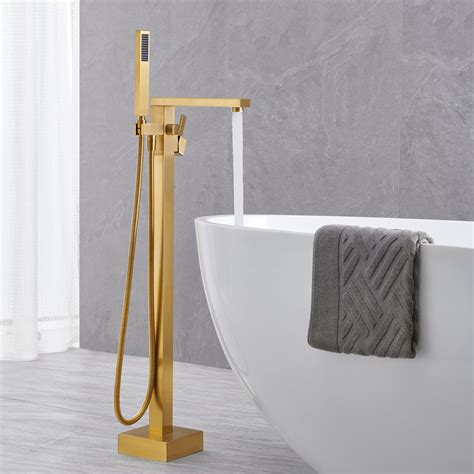 RITZYA Square Free Standing Floor Mounted Basin Mixer Tap with Hand Sh