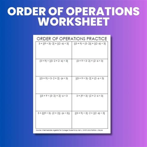 Algebra Order Of Operations Worksheets What Are The Order Of