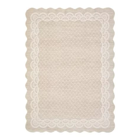 Scalloped Washable Area Rugs Floor Cover,Stain Resistant Easy Cleaning ...