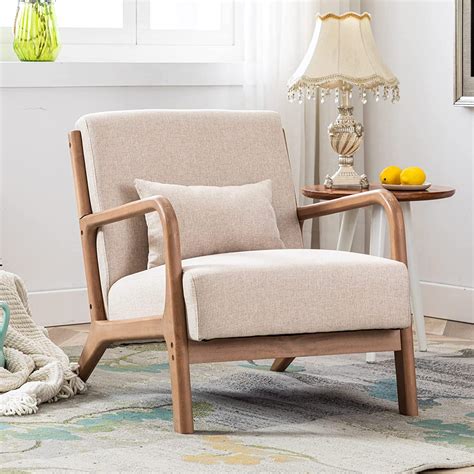 Bonzy Home Mid Century Modern Accent Chair, Beige - Walmart.com