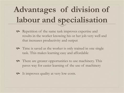 Specialization and division of labour | PPTX