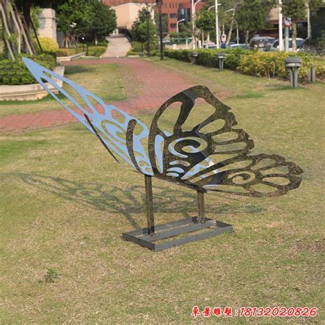 不锈钢镂空蝴蝶雕塑 广场公园景观动物雕塑_雕塑吧