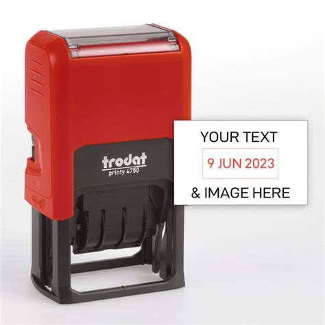 Trodat Customize Your Text with Date Stamp (Blue & Red Ink Color ...