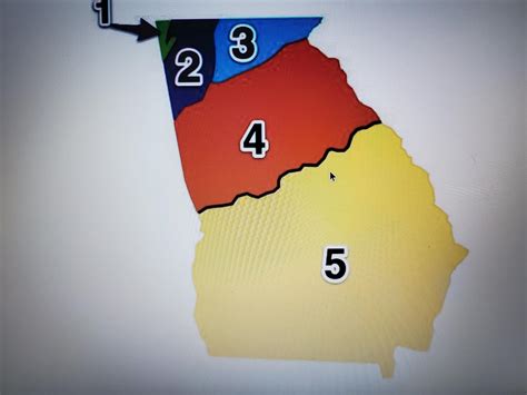 Question: The map above contains all five geographic regions of Georgia ...