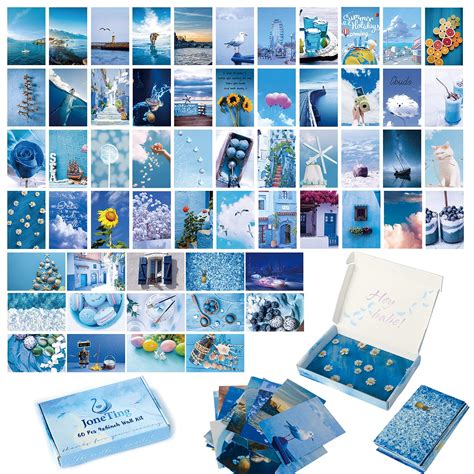 Buy JoneTing Wall Collage Kit Aesthetic Pictures 60Pcs Blue Photo ...