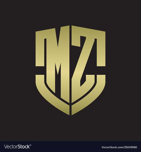 Mz logo monogram with emblem shield shape design Vector Image