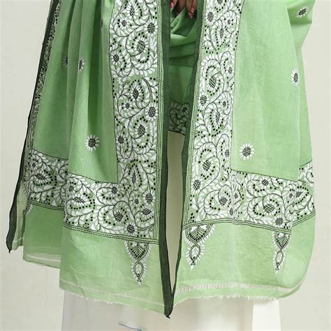 Bengal Kantha Hand Embroidery Cotton Handloom Dupatta 20