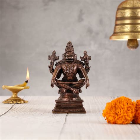 Buy Yoga Narasimha Swamy Exclusive Pure Copper Idol - 5 Inch - Budhshiv.com