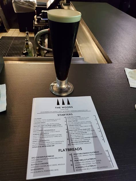 Menu at The Woods Jupiter pub & bar, Jupiter