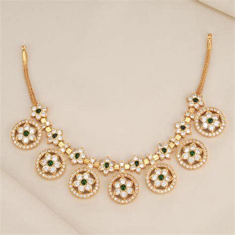 92.5 Silver, 24 kt gold-plated Necklace studded with semi-precious sto ...