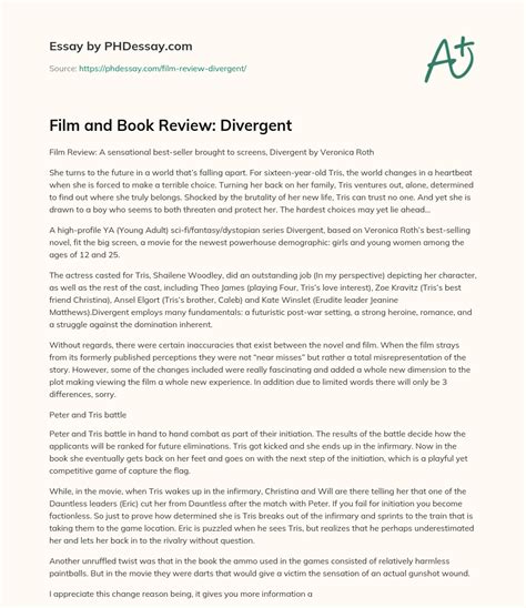 Film And Book Review: Divergent Essay Example - PHDessay.com