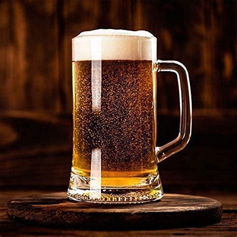 Buy JIGSHTIAL Cool Glass Beer Mug Set of 2, 400ml Each, Transparent ...