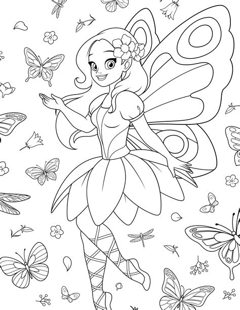 Detailed Printable Fairy Coloring Pages April Fairy Coloring Page