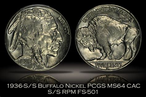 Michael Kittle Rare Coins - 1936-S/S Buffalo Nickel FS-501 PCGS MS64 CAC