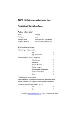 Fillable Online lirias kuleuven BHPA 2012 abstract submission form ...