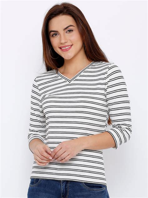 Buy Women Black/White Stripe Top | Kraus Jeans
