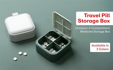 Prime Pick Medi Safe Pill Organizer Box Compact 4 Section Medicine Case ...