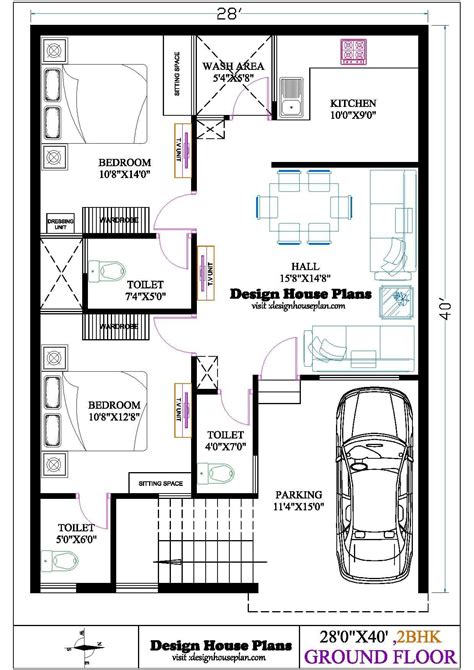 Best 28x40 House Plans with Big Car Parking