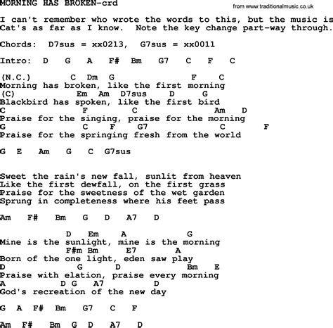 Wedding Hymns and songs: Morning Has Broken - lyrics, chords and PDF