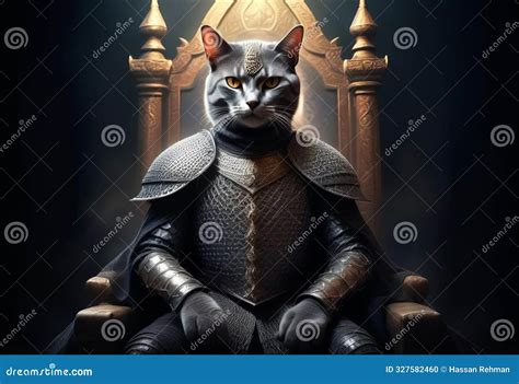 Stunning Portrait of a Heroic Cat in Armor Stock Illustration ...
