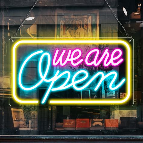 Neon We Are Open Signs for Business, 16.5''x 9'' Open Sign LED, Super ...