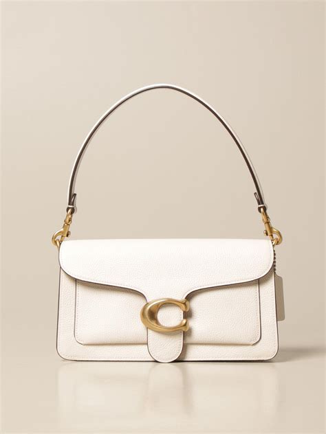 COACH: Tabby shoulder bag in textured leather - White | Coach shoulder ...