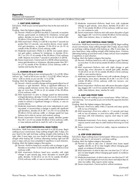 Functional Gait Assessment - Appendix. Functional Gait Assessment a ...