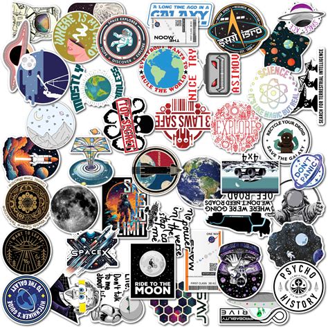 WallDesign Space & Science Sticker Collection: 47 Laminated Stickers ...