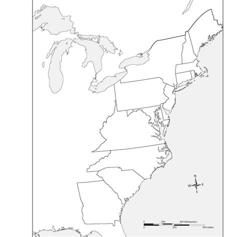 13 Colonies Map Blank