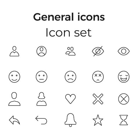 Eine Reihe von Symbolen für allgemeine Symbole | Premium Vektor